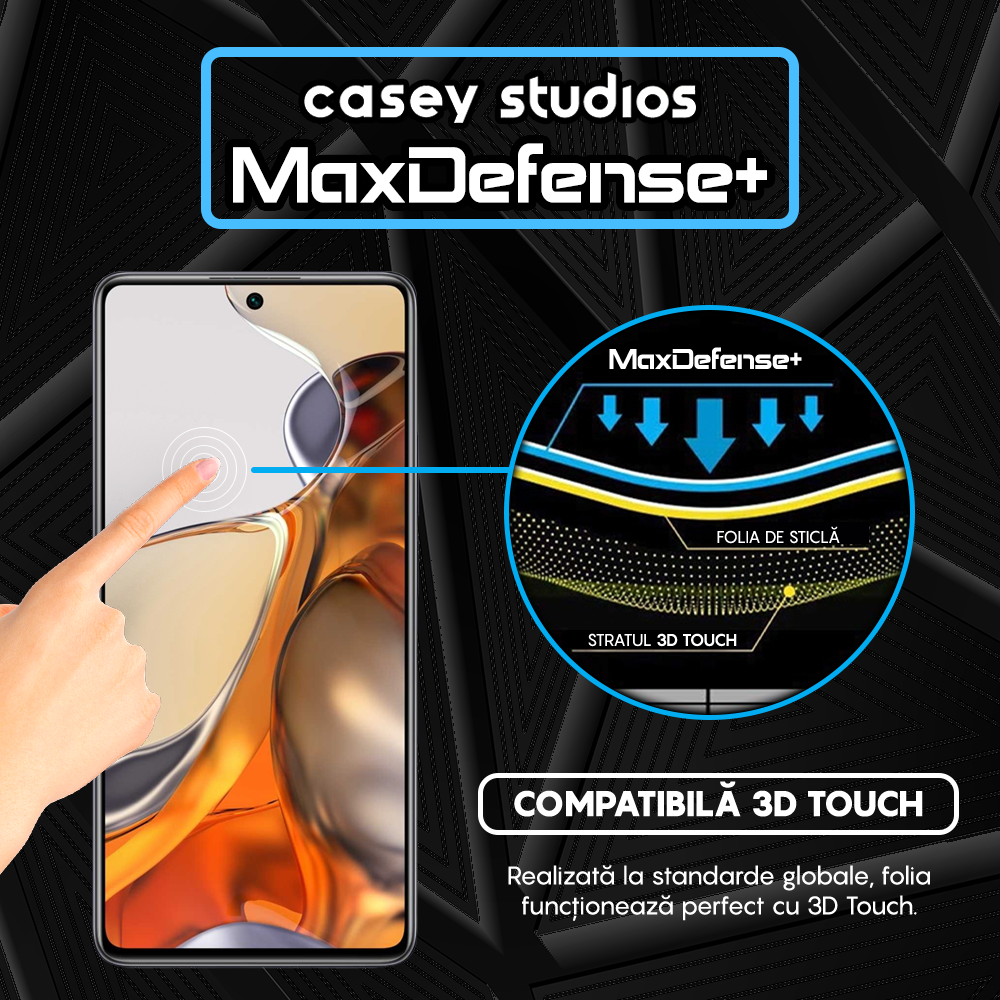 Folie Sticla MaxDefense+ - Xiaomi 11T/11T Pro - Negru