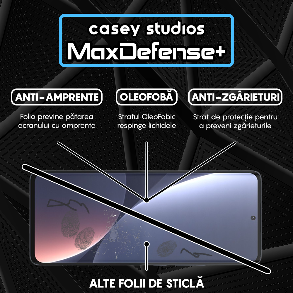 Folie Sticla MaxDefense+ - Xiaomi 12 Pro - Negru