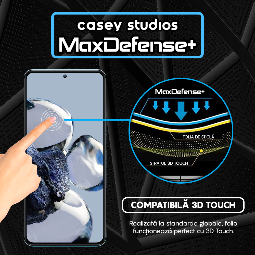 Folie Sticla MaxDefense+ - Xiaomi 12T/Xiaomi 12T Pro - Negru