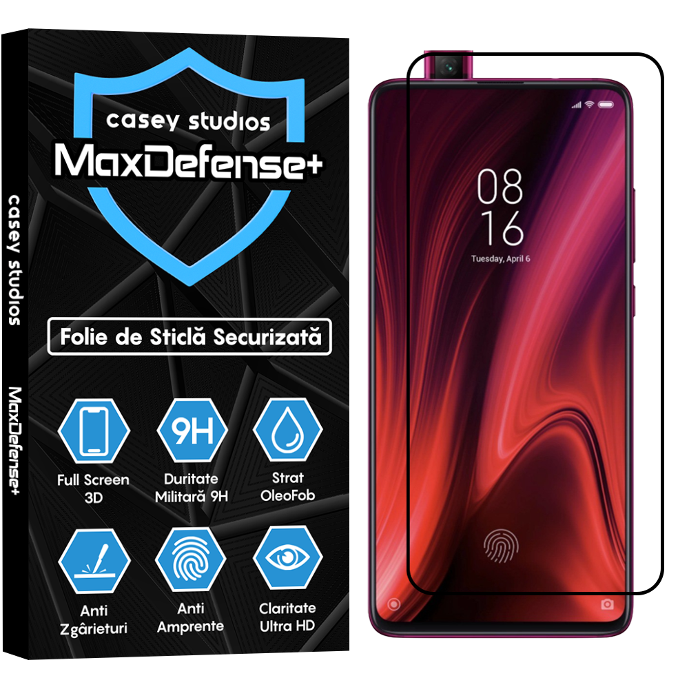 Folie Sticla MaxDefense+ - Xiaomi Mi 9T/Redmi K20/Redmi K20 Pro - Negru