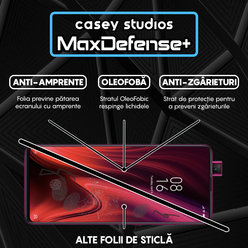 Folie Sticla MaxDefense+ - Xiaomi Mi 9T/Redmi K20/Redmi K20 Pro - Negru