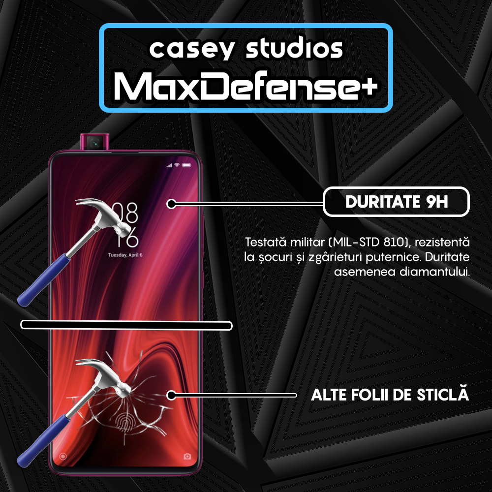 Folie Sticla MaxDefense+ - Xiaomi Mi 9T/Redmi K20/Redmi K20 Pro - Negru