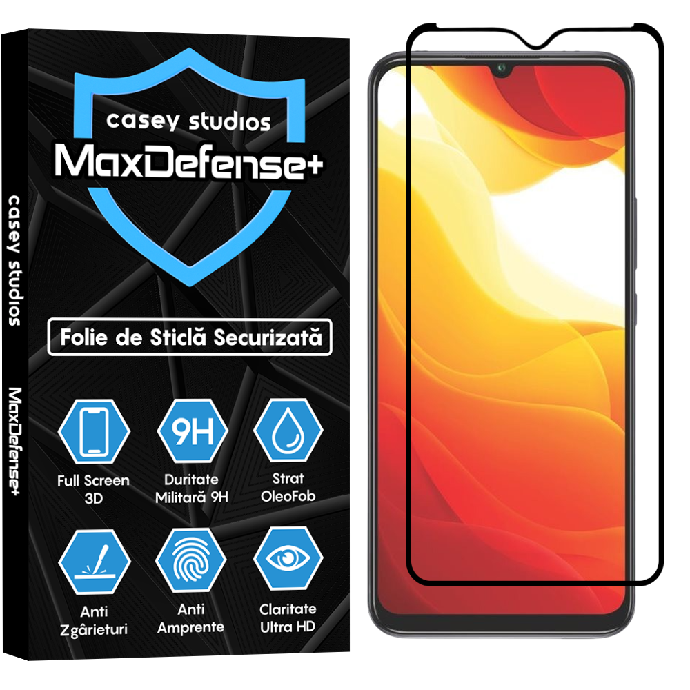 Folie Sticla MaxDefense+ - Xiaomi Mi 10 Lite - Negru
