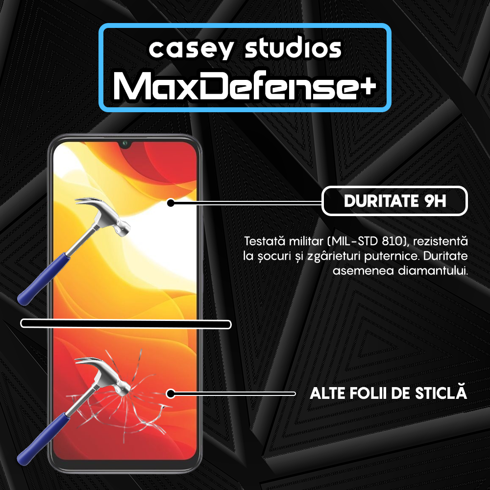 Folie Sticla MaxDefense+ - Xiaomi Mi 10 Lite - Negru