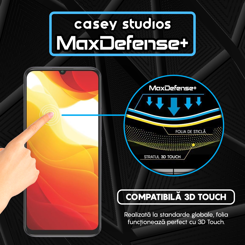 Folie Sticla MaxDefense+ - Xiaomi Mi 10 Lite - Negru