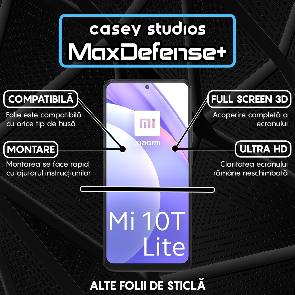 Folie Sticla MaxDefense+ - Xiaomi Mi 10T 5G/Mi 10T Lite 5G/Mi 10T Pro 5G/Poco X3/Poco X3 NFC/Poco X3 Pro/Poco X3 Pro - Negru