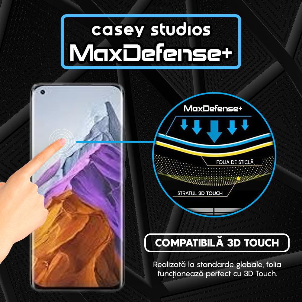 Folie Sticla MaxDefense+ - Xiaomi Mi 11/Mi 11 Pro/Mi 11 Ultra - Negru