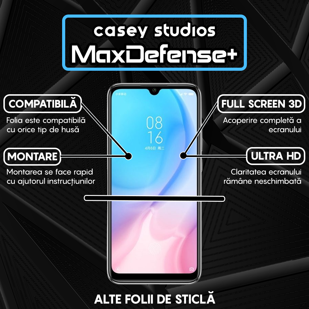 Folie Sticla MaxDefense+ - Xiaomi Mi A3/Mi CC9e - Negru