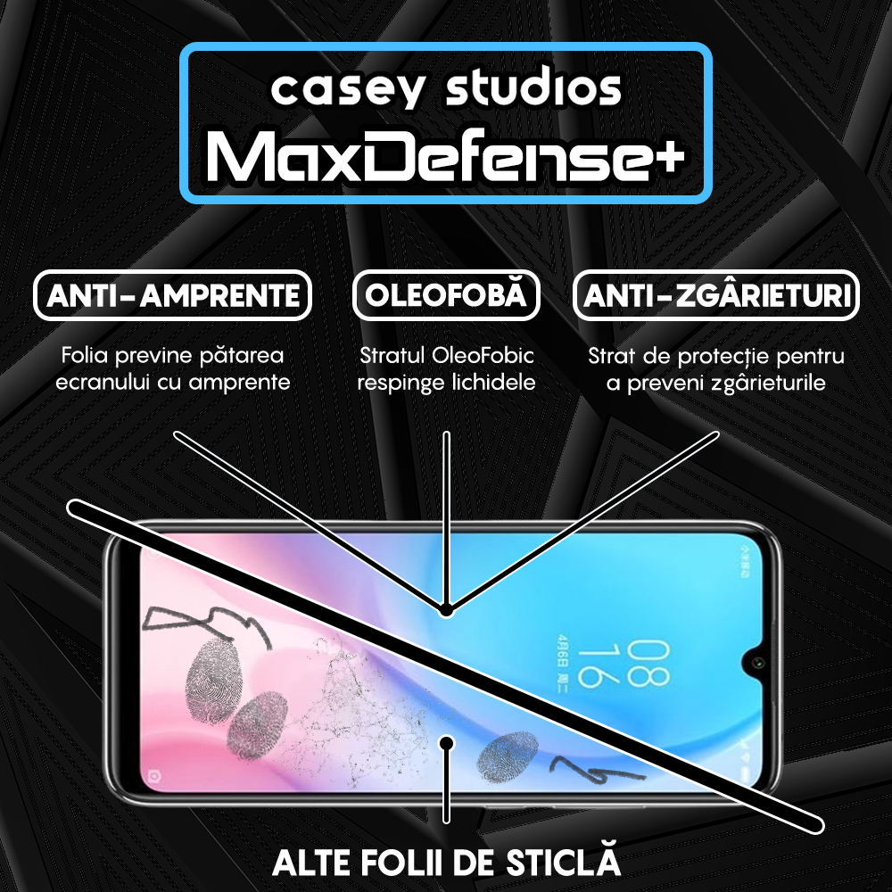 Folie Sticla MaxDefense+ - Xiaomi Mi A3/Mi CC9e - Negru