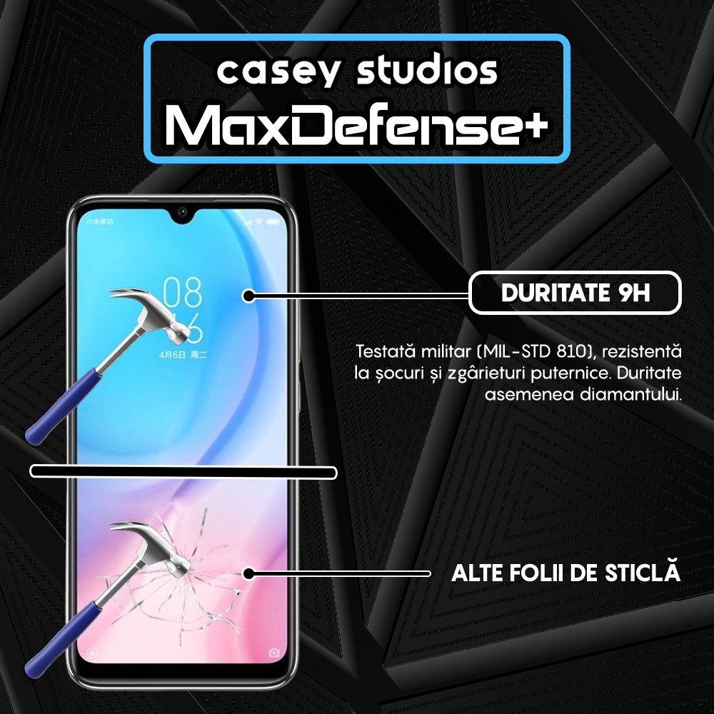 Folie Sticla MaxDefense+ - Xiaomi Mi A3/Mi CC9e - Negru