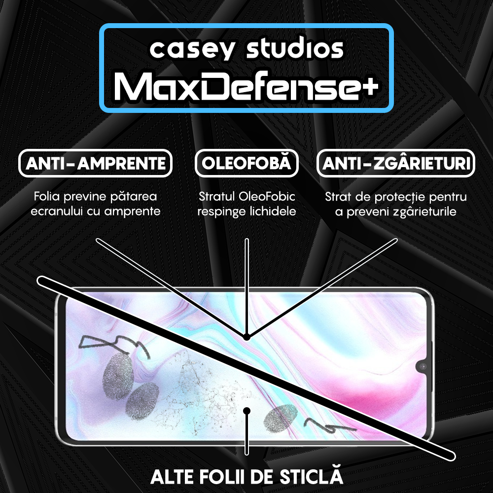 Folie Sticla MaxDefense+ - Xiaomi Mi Note 10/Mi Note 10 Pro - Negru