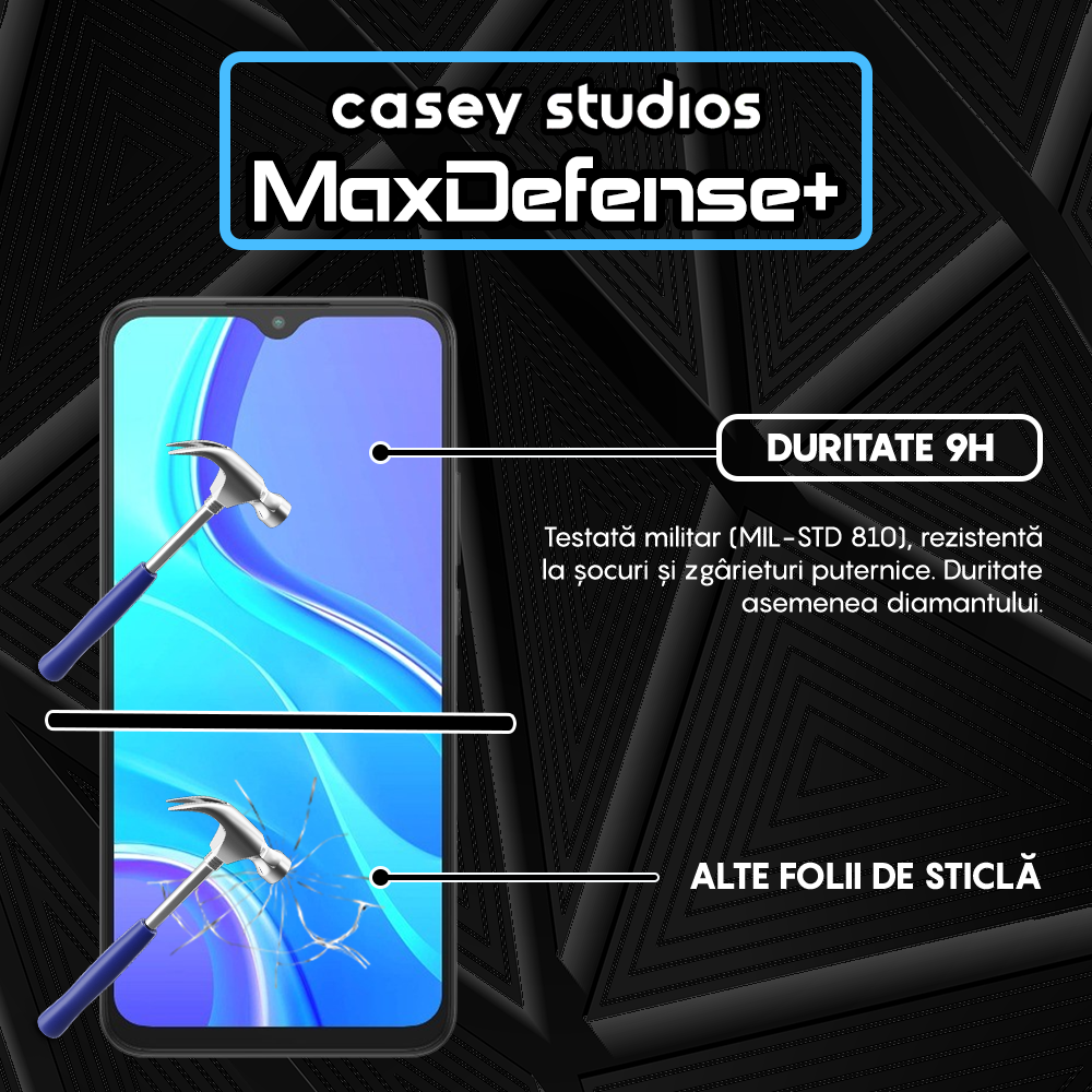 Folie Sticla MaxDefense+ - Xiaomi Redmi 9 - Negru