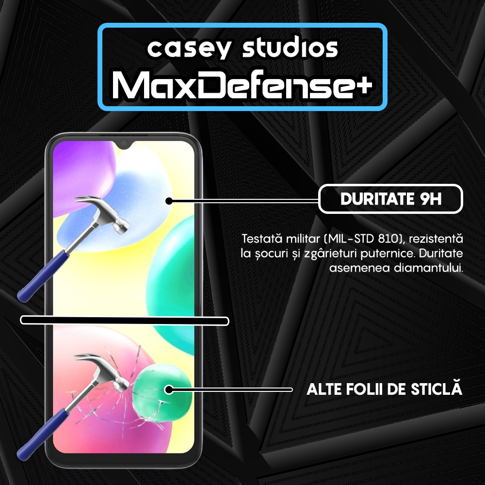 Folie Sticla MaxDefense+ - Xiaomi Redmi 9A/Redmi 9C NFC/Redmi 9C/Redmi 9AT/Redmi 10A - Negru
