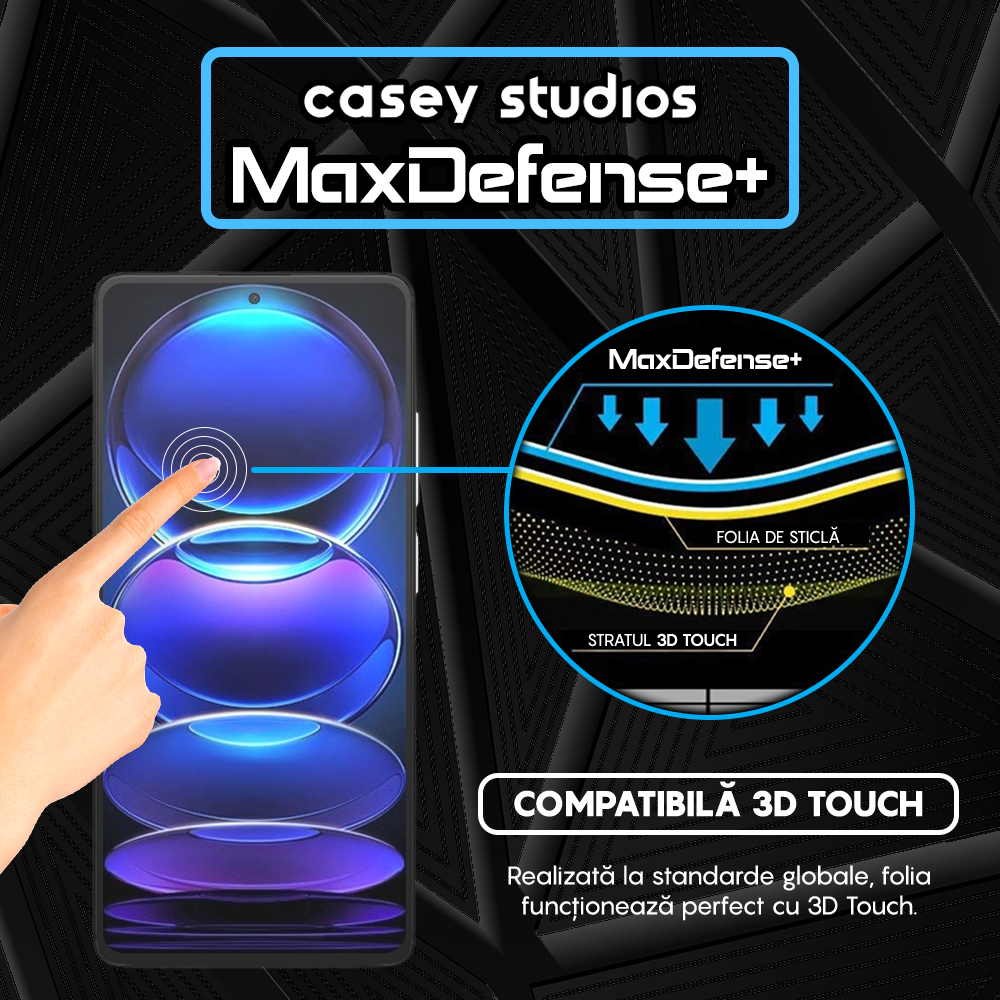 Folie Sticla MaxDefense+ - Xiaomi Redmi Note 12 Pro 5G/Redmi Note 12 Pro+ - Negru