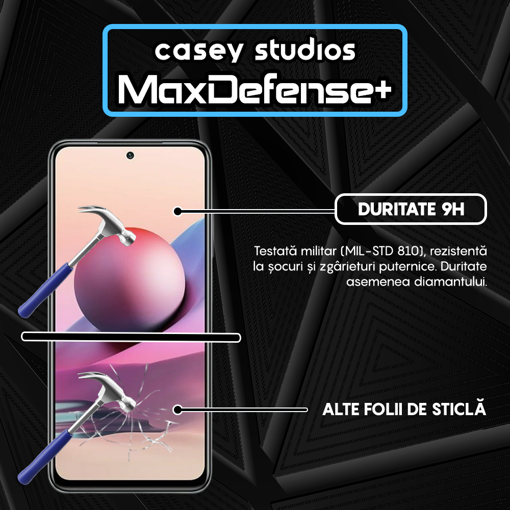 Folie Sticla MaxDefense+ - Xiaomi Redmi Note 10 Pro/Redmi Note 10 Pro Max - Negru
