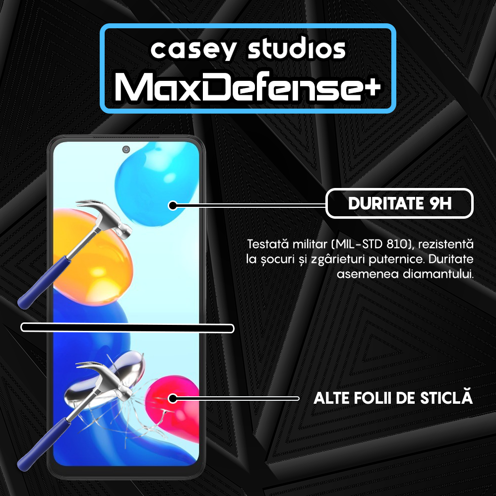 Folie Sticla MaxDefense+ - Xiaomi Poco M4 Pro 4G/Redmi Note 11/Redmi Note 11S - Negru