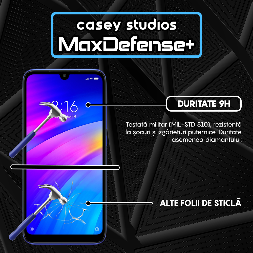 Folie Sticla MaxDefense+ - Xiaomi Redmi Note 7/Redmi Note 7 Pro - Negru