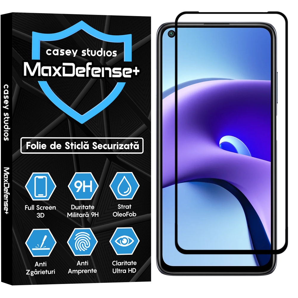 Folie Sticla MaxDefense+ - Xiaomi Redmi Note 9T/Redmi Note 9T 5G - Negru