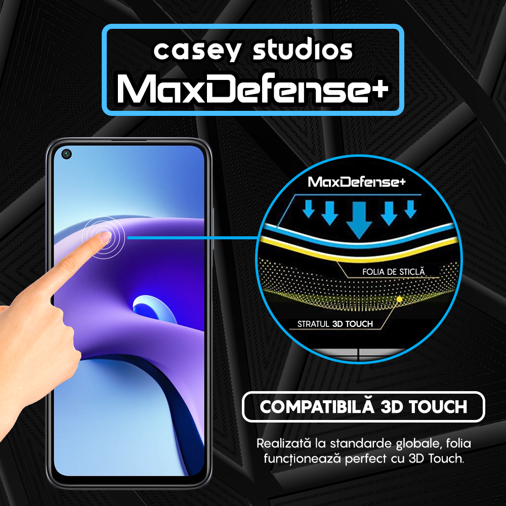 Folie Sticla MaxDefense+ - Xiaomi Redmi Note 9T/Redmi Note 9T 5G - Negru
