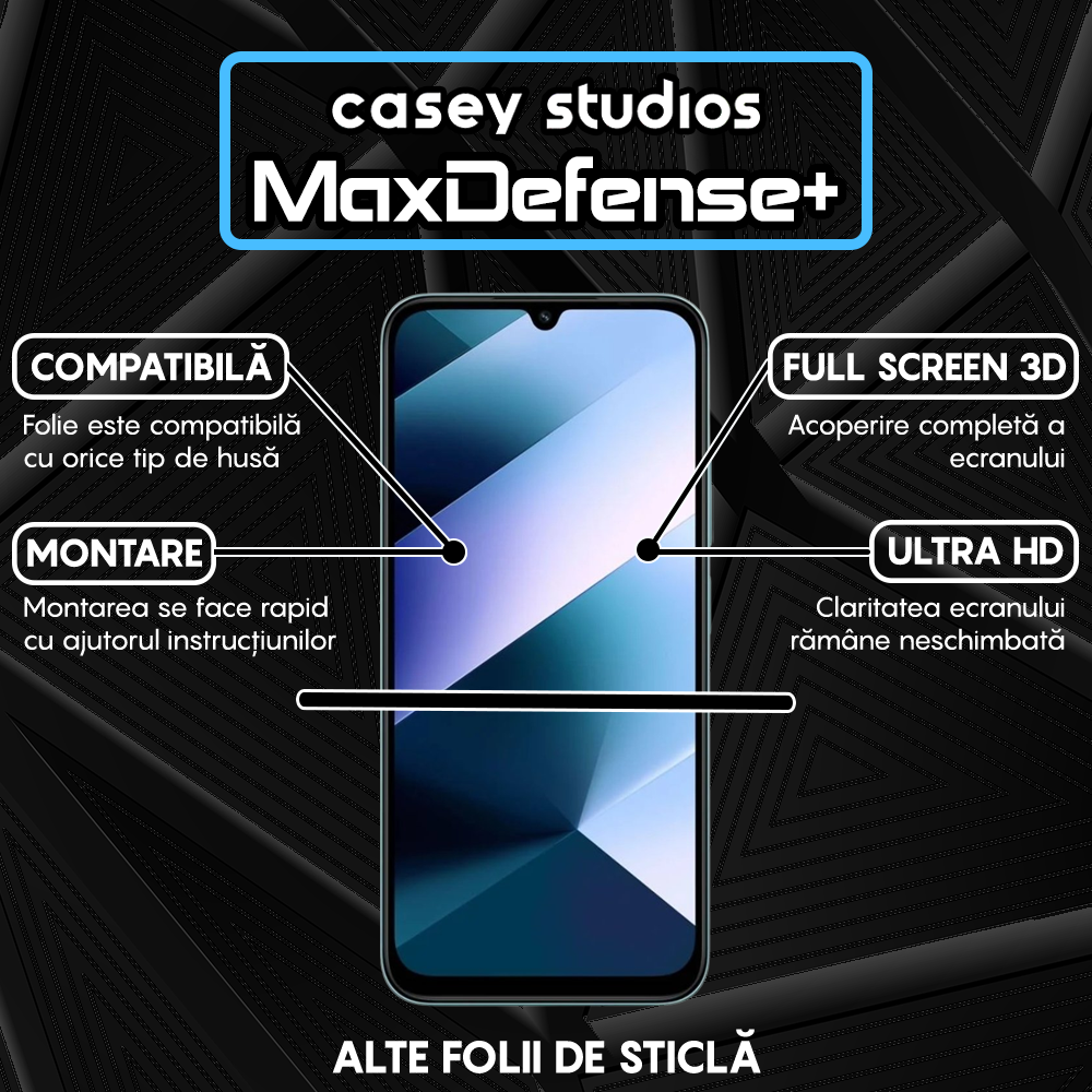 Folie Sticla MaxDefense+ - Xiaomi Poco C85 - Negru