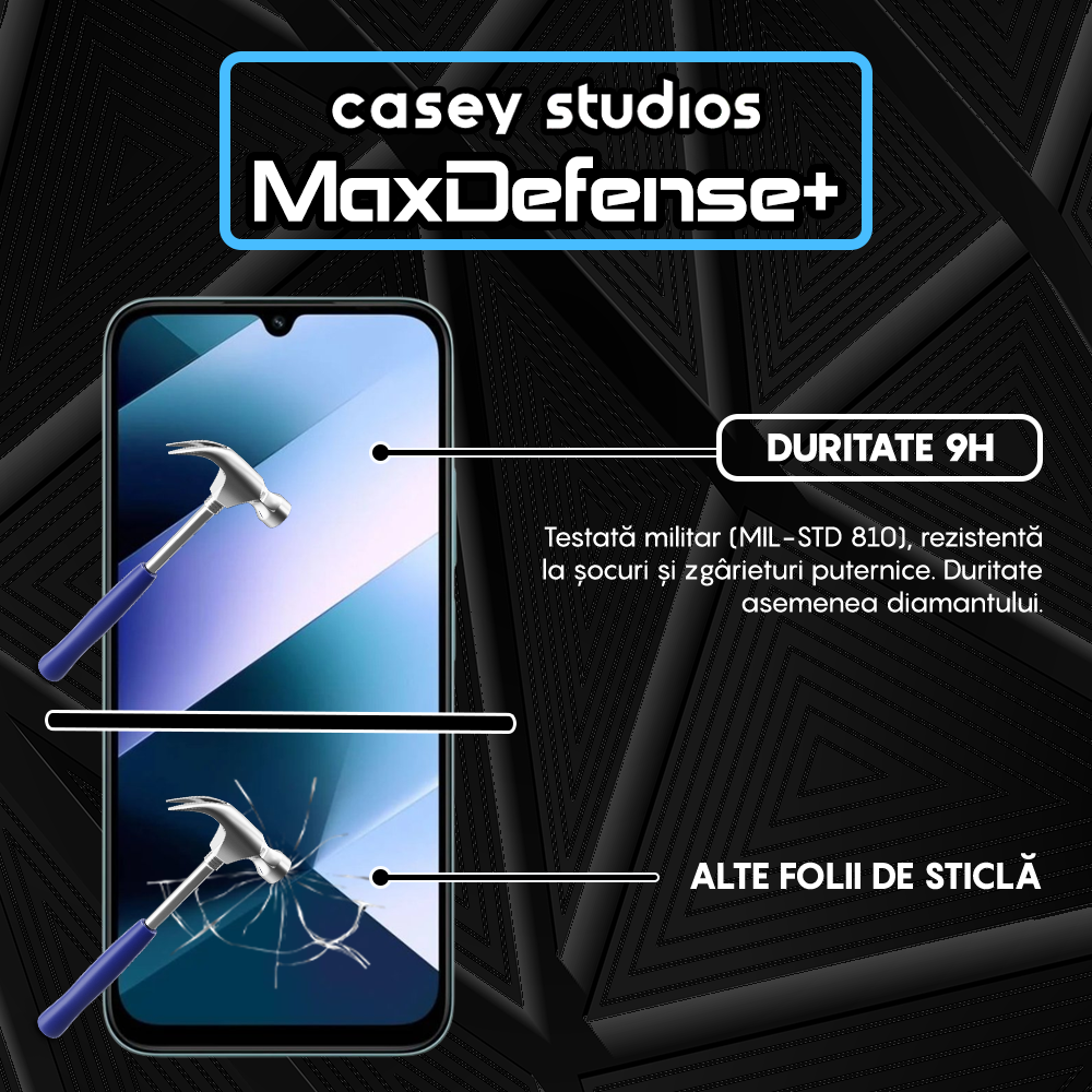 Folie Sticla MaxDefense+ - Xiaomi Poco C85 - Negru