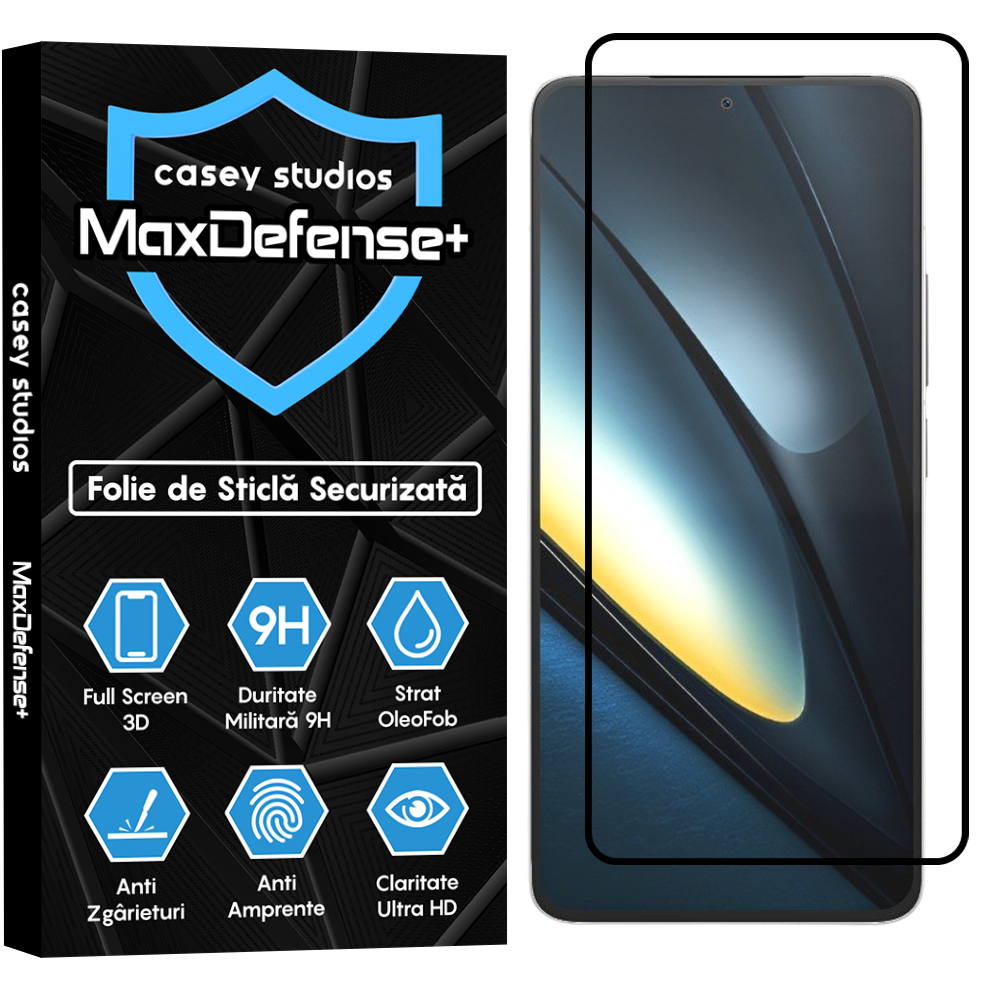 Folie Sticla MaxDefense+ - Xiaomi Poco F6 Pro - Negru
