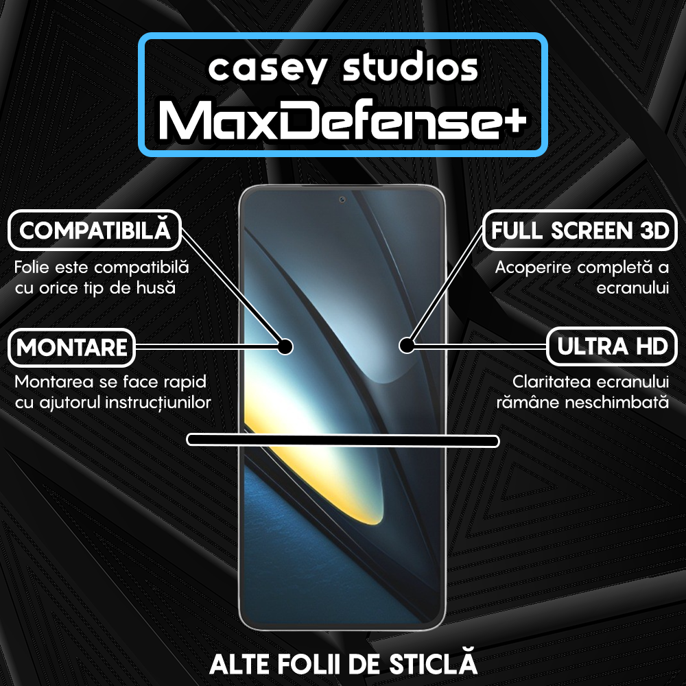 Folie Sticla MaxDefense+ - Xiaomi Poco F6 Pro - Negru