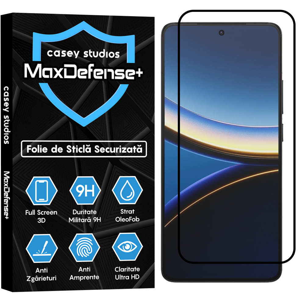 Folie Sticla MaxDefense+ - Xiaomi Poco F7 Pro - Negru