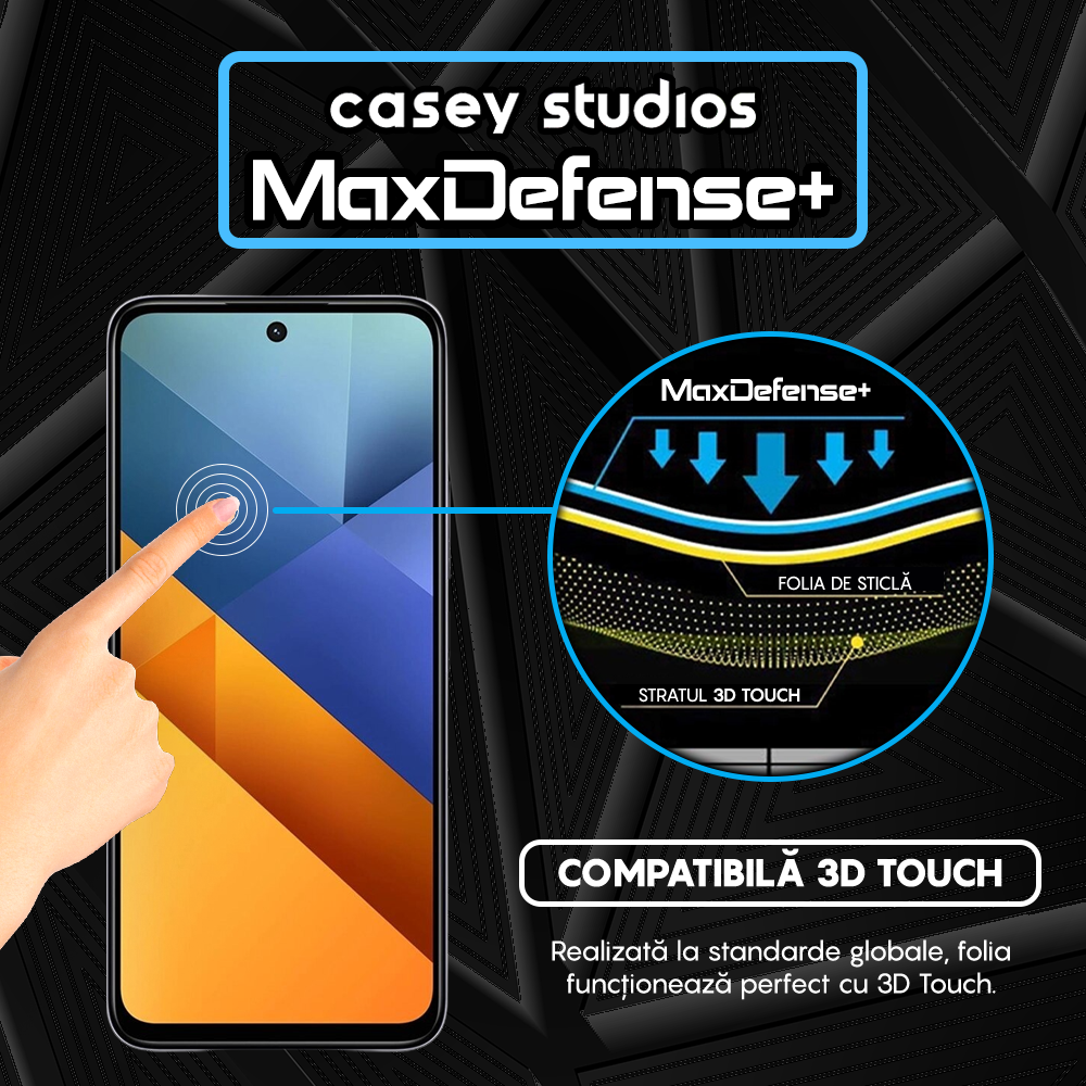 Folie Sticla MaxDefense+ - Xiaomi Poco M6 4G - Negru