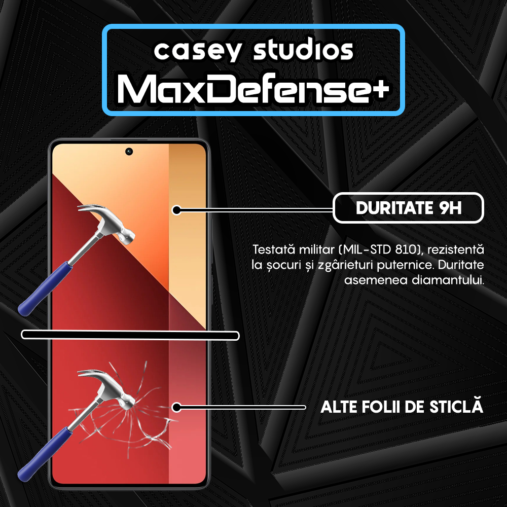 Folie Sticla MaxDefense+ - Xiaomi Poco X6 Neo/Redmi Note 13 Pro/Turbo 3 - Negru
