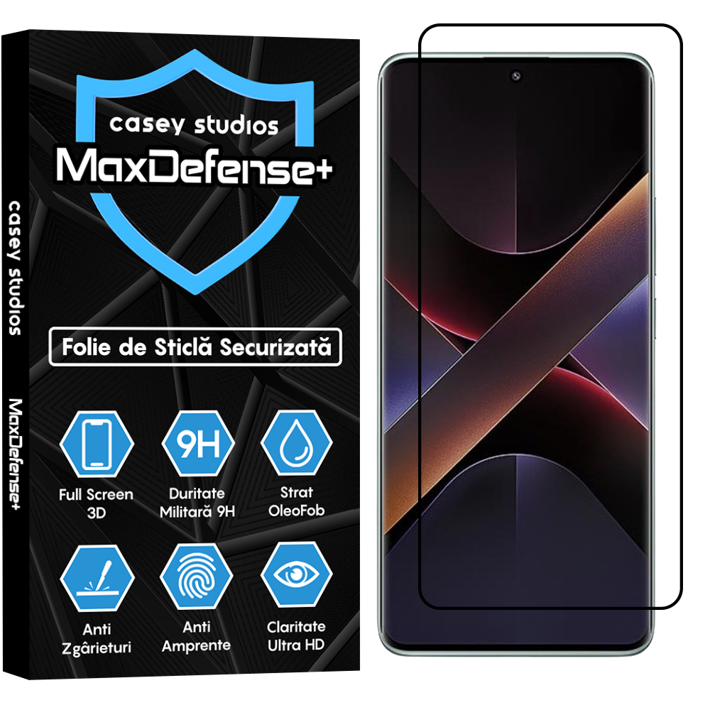 Folie Sticla MaxDefense+ - Xiaomi Poco X7 Pro - Negru