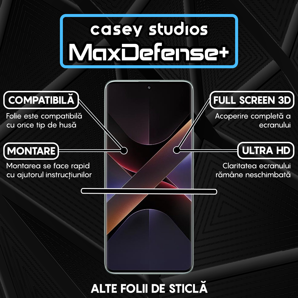 Folie Sticla MaxDefense+ - Xiaomi Poco X7 Pro - Negru