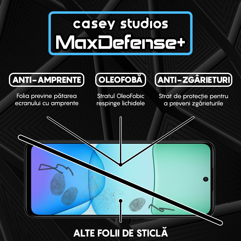 Folie Sticla MaxDefense+ - Xiaomi Redmi 13 - Negru