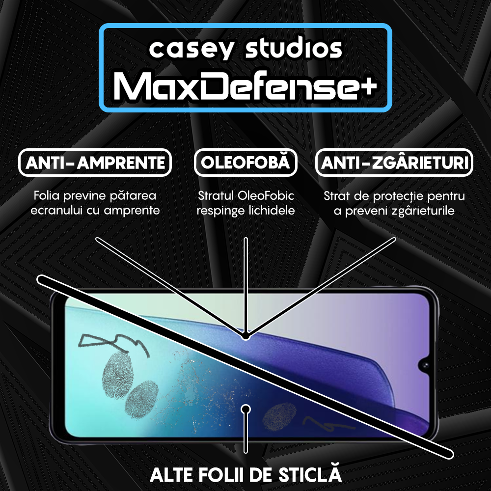 Folie Sticla MaxDefense+ - Xiaomi Redmi 14R - Negru