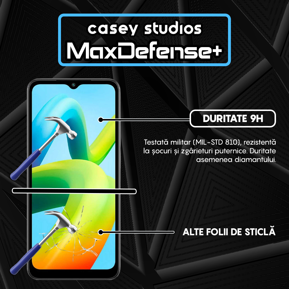 Folie Sticla MaxDefense+ - Xiaomi Redmi A1/Redmi A1 Plus/Redmi A2/Redmi A2 Plus - Negru