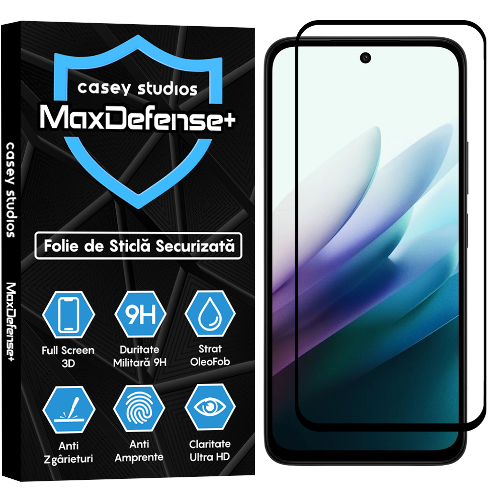 Folie Sticla MaxDefense+ - Xiaomi Redmi 15 - Negru