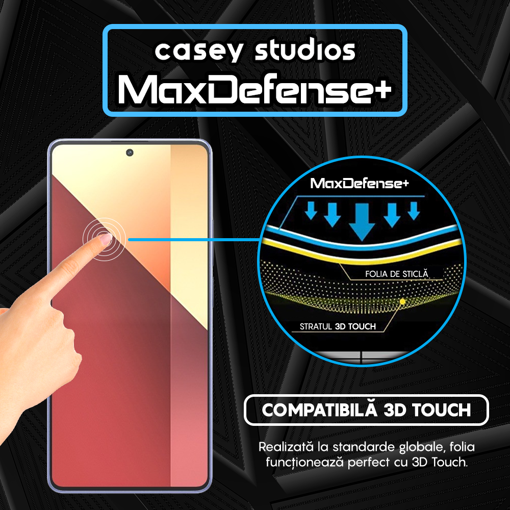 Folie Sticla MaxDefense+ - Xiaomi Redmi Note 13/Redmi Note 13 4G/Redmi Note 13 Pro 4G/5G - Negru