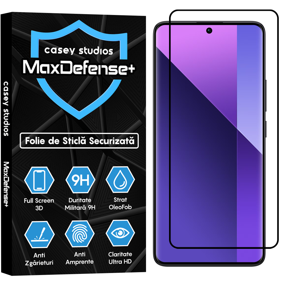 Folie Sticla MaxDefense+ - Xiaomi Redmi Note 13 Pro Plus - Negru