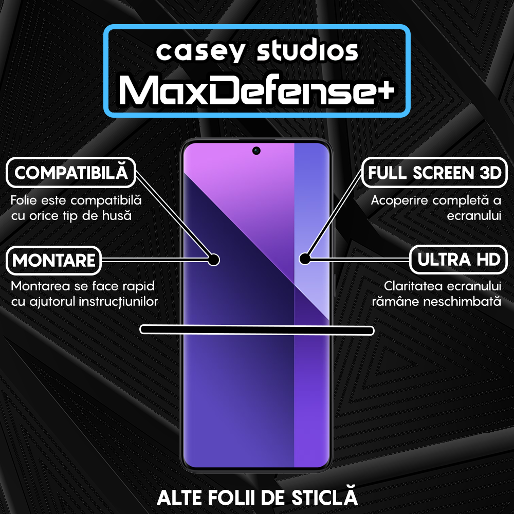 Folie Sticla MaxDefense+ - Xiaomi Redmi Note 13 Pro Plus - Negru