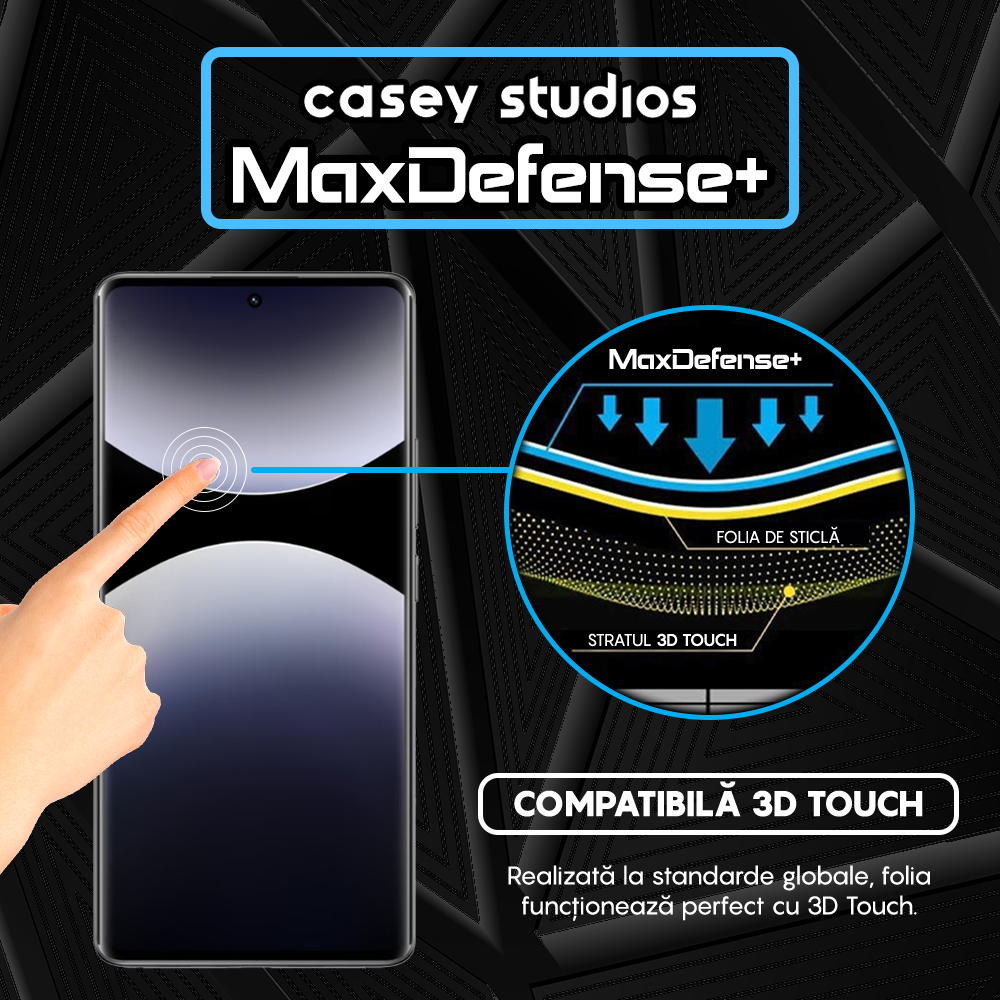 Folie Sticla MaxDefense+ - Xiaomi Redmi Note 14 Pro 4G - Negru