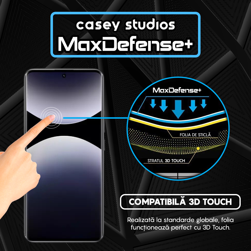 Folie Sticla MaxDefense+ - Xiaomi Redmi Note 14 Pro+ - Negru