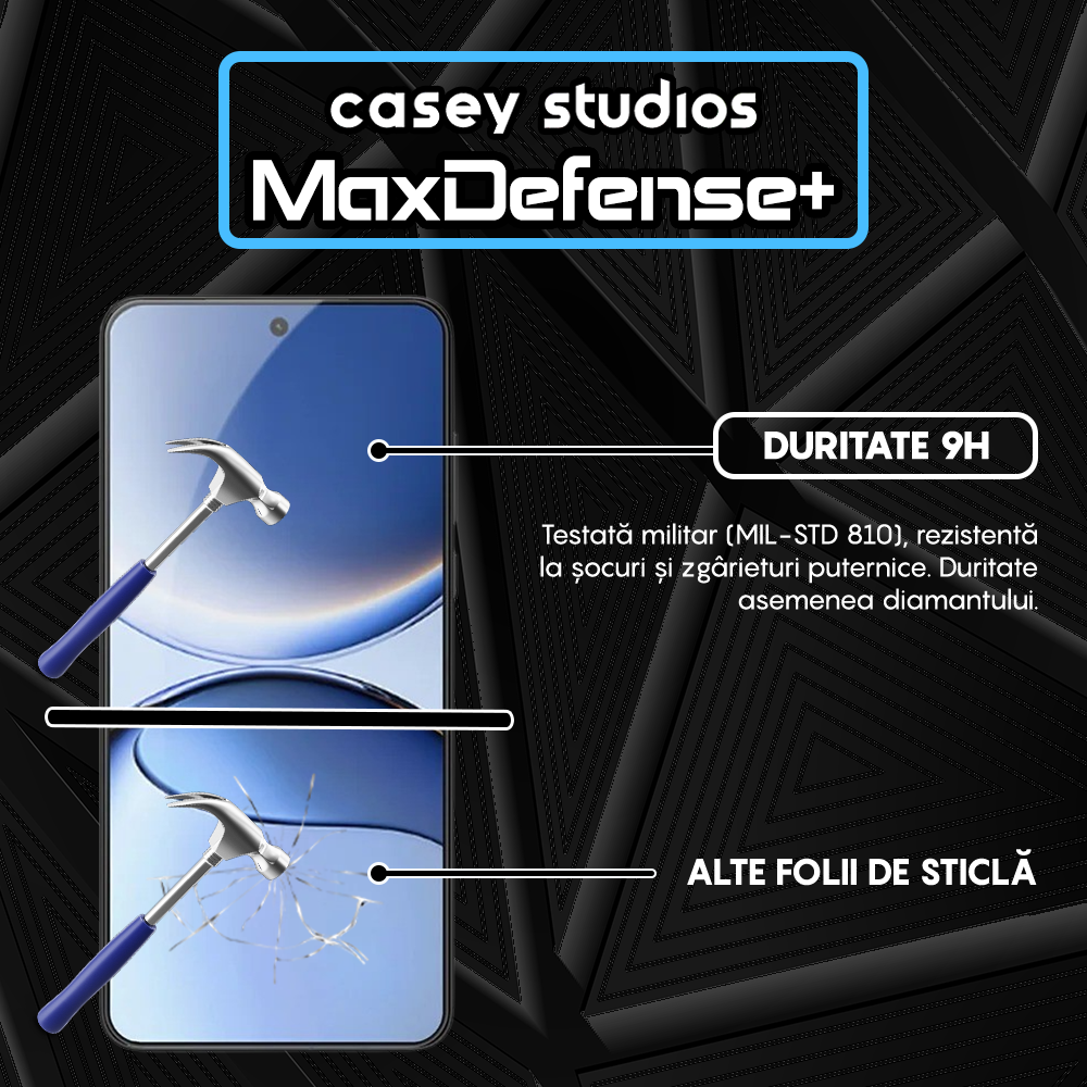 Folie Sticla MaxDefense+ - Xiaomi Redmi Turbo 4 - Negru