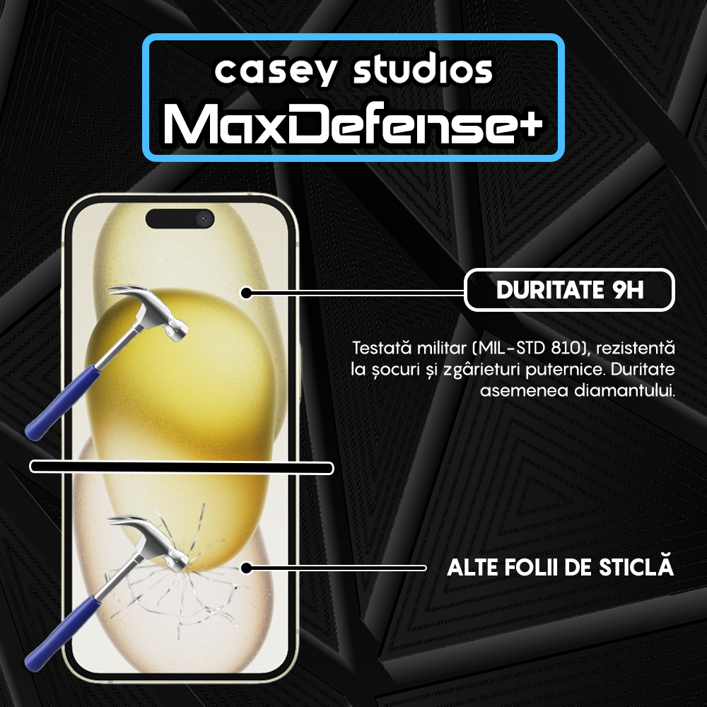 Folie Sticla MaxDefense+ - iPhone 15 - Matte
