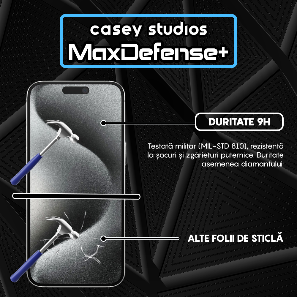 Folie Sticla MaxDefense+ - iPhone 15 Pro Max - Matte