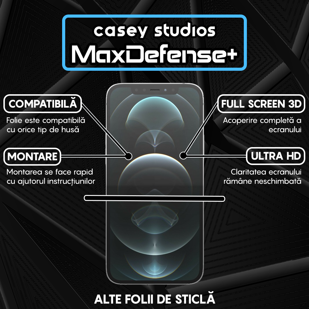Folie Sticla MaxDefense+ - iPhone 12/12 Pro - Privacy
