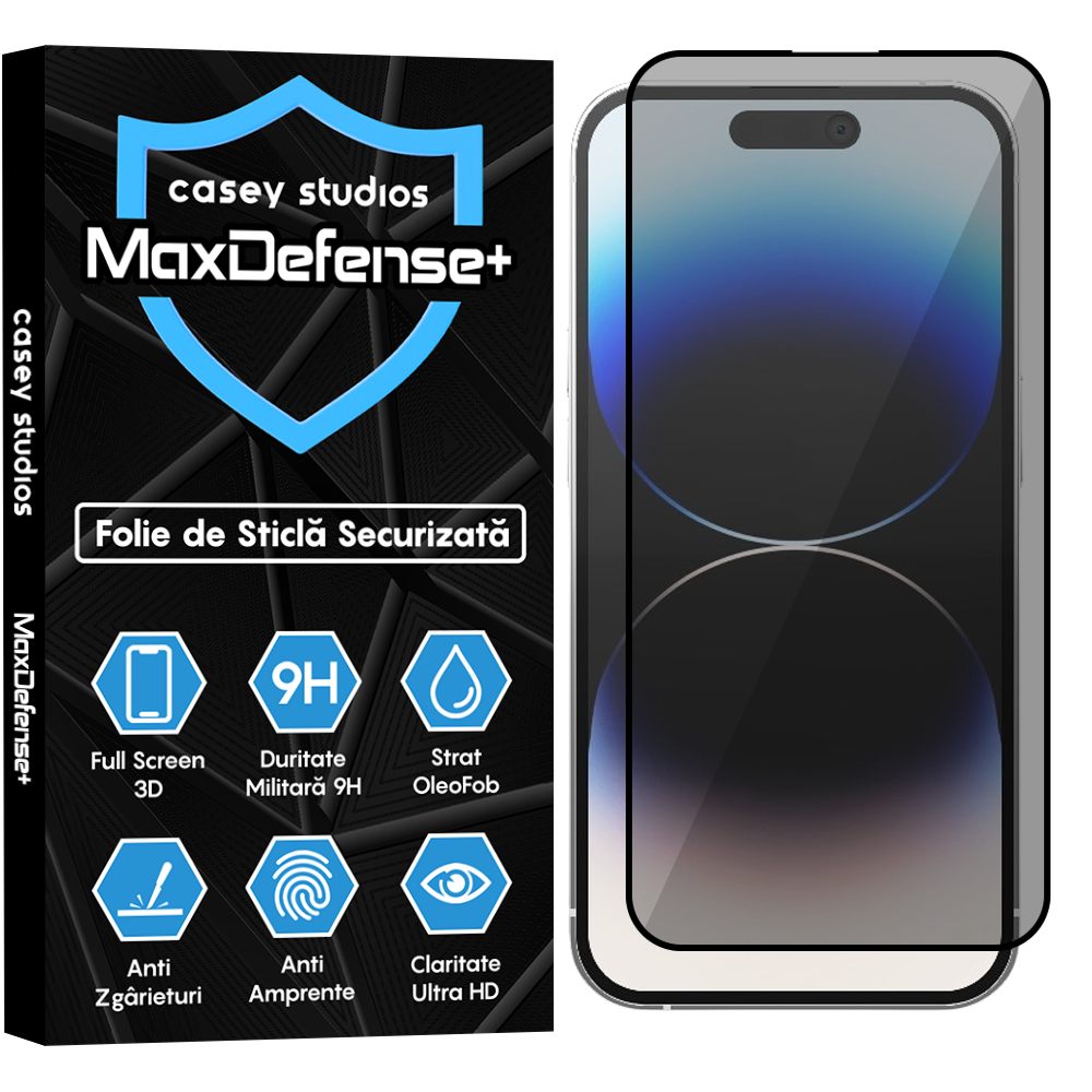 Folie Sticla MaxDefense+ - iPhone 14 Pro - Privacy