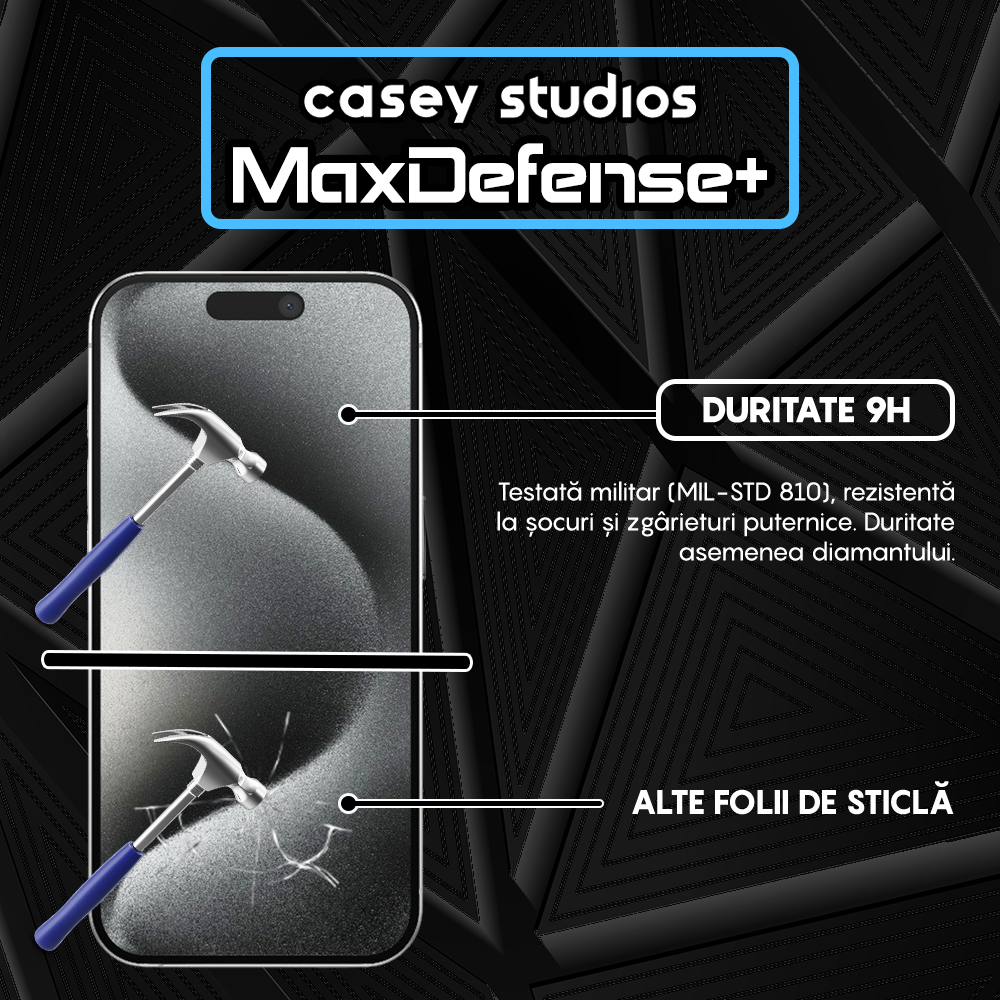 Folie Sticla MaxDefense+ - iPhone 15 Pro - Privacy