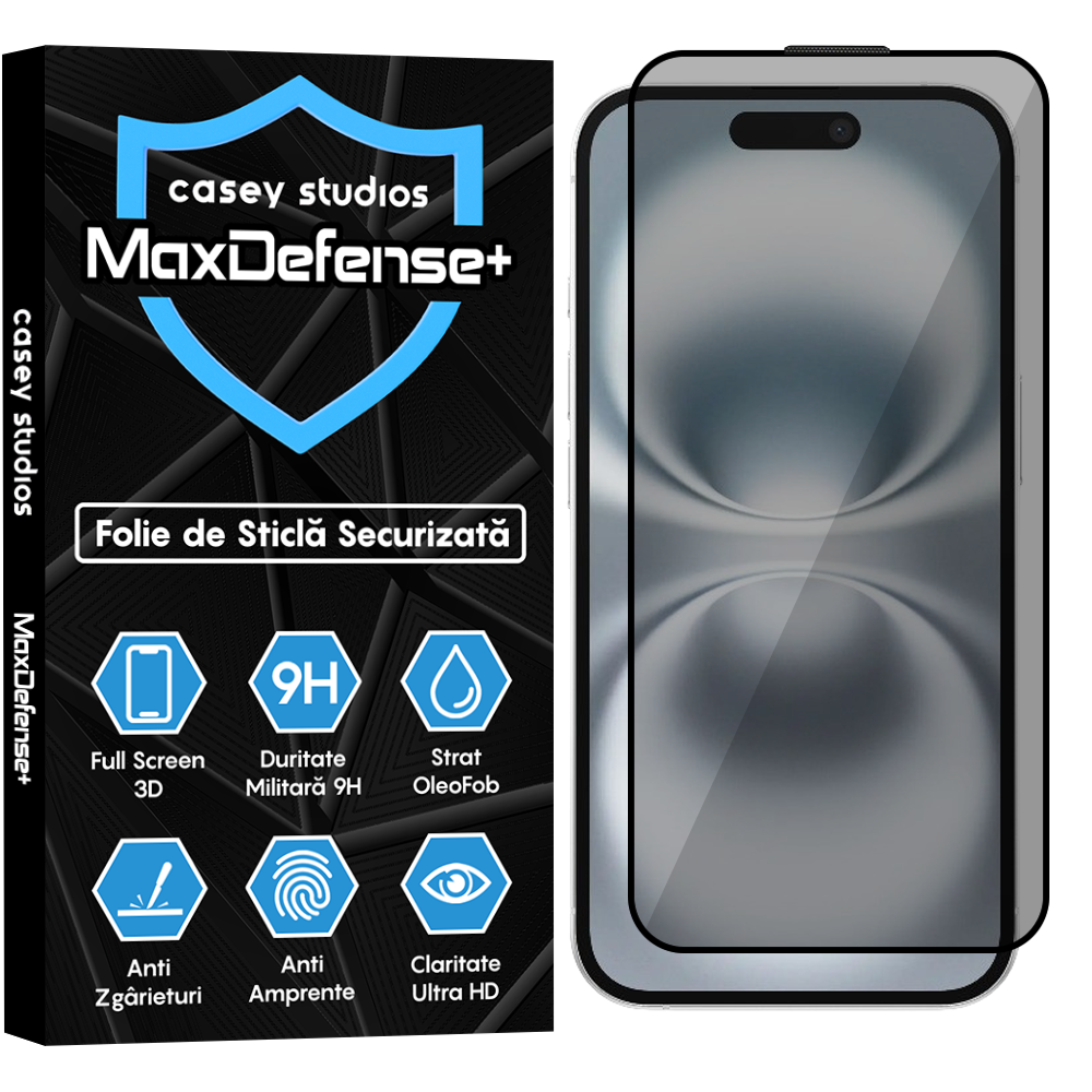 Folie Sticla MaxDefense+ - iPhone 16 - Privacy