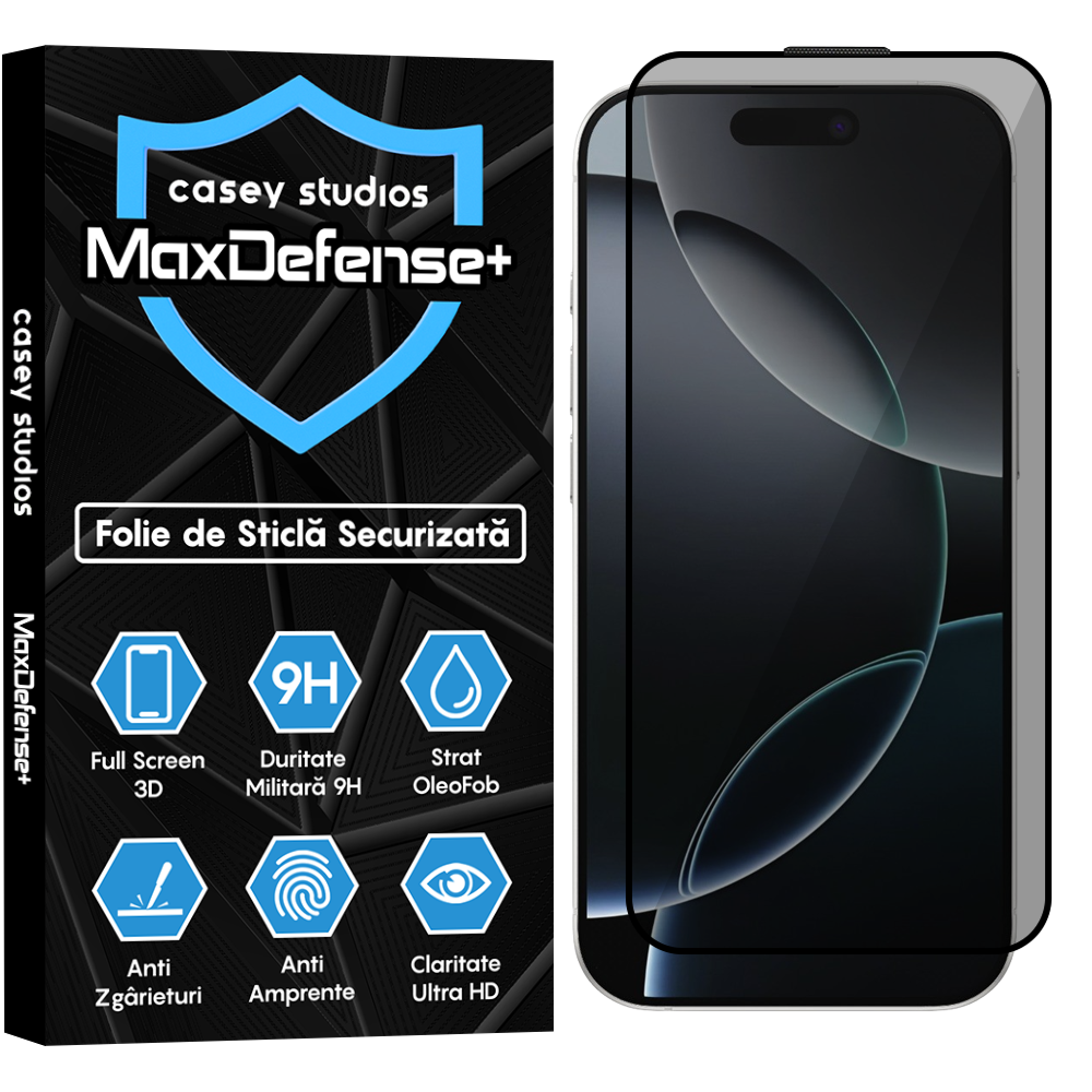 Folie Sticla MaxDefense+ - iPhone 16 Pro - Privacy