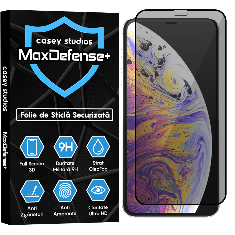 Folie Sticla MaxDefense+ - iPhone XS Max - Privacy